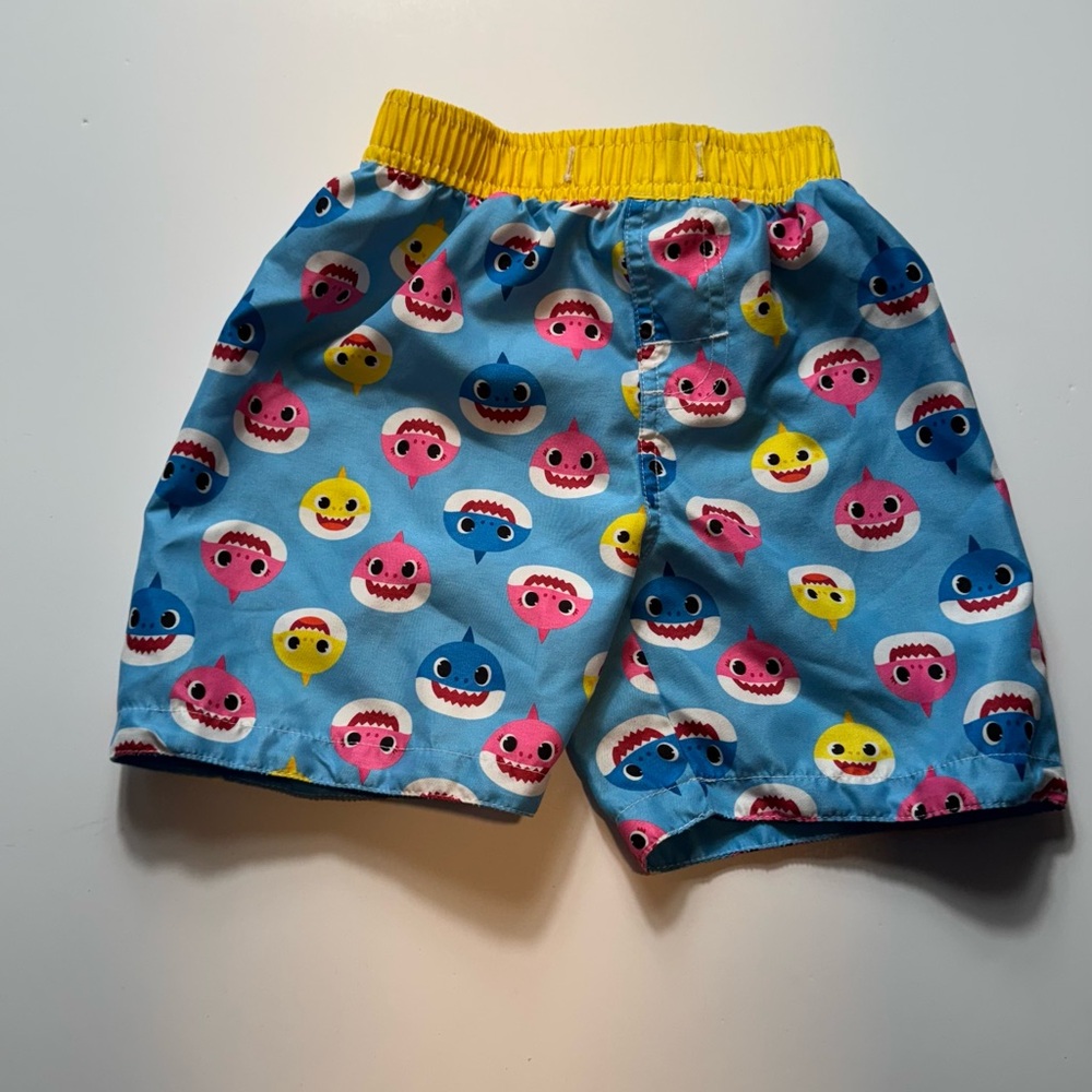 Kids Fun Shark Pattern Swim‎ Trunks - Blue and Pink